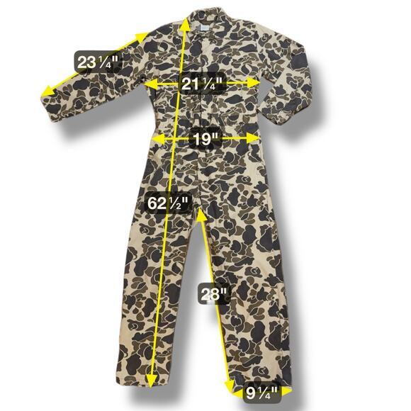 VTG Walls Coveralls Mens Brown Tan Camouflage Full Button Hunting Gorpcore 42-44 - Picture 8 of 8